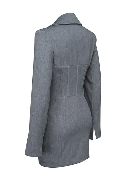 Mistress Rocks Dove Grey Corset Blazer Mini Dress - SALE