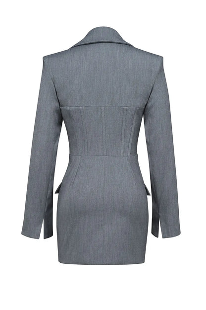 Mistress Rocks Dove Grey Corset Blazer Mini Dress - SALE