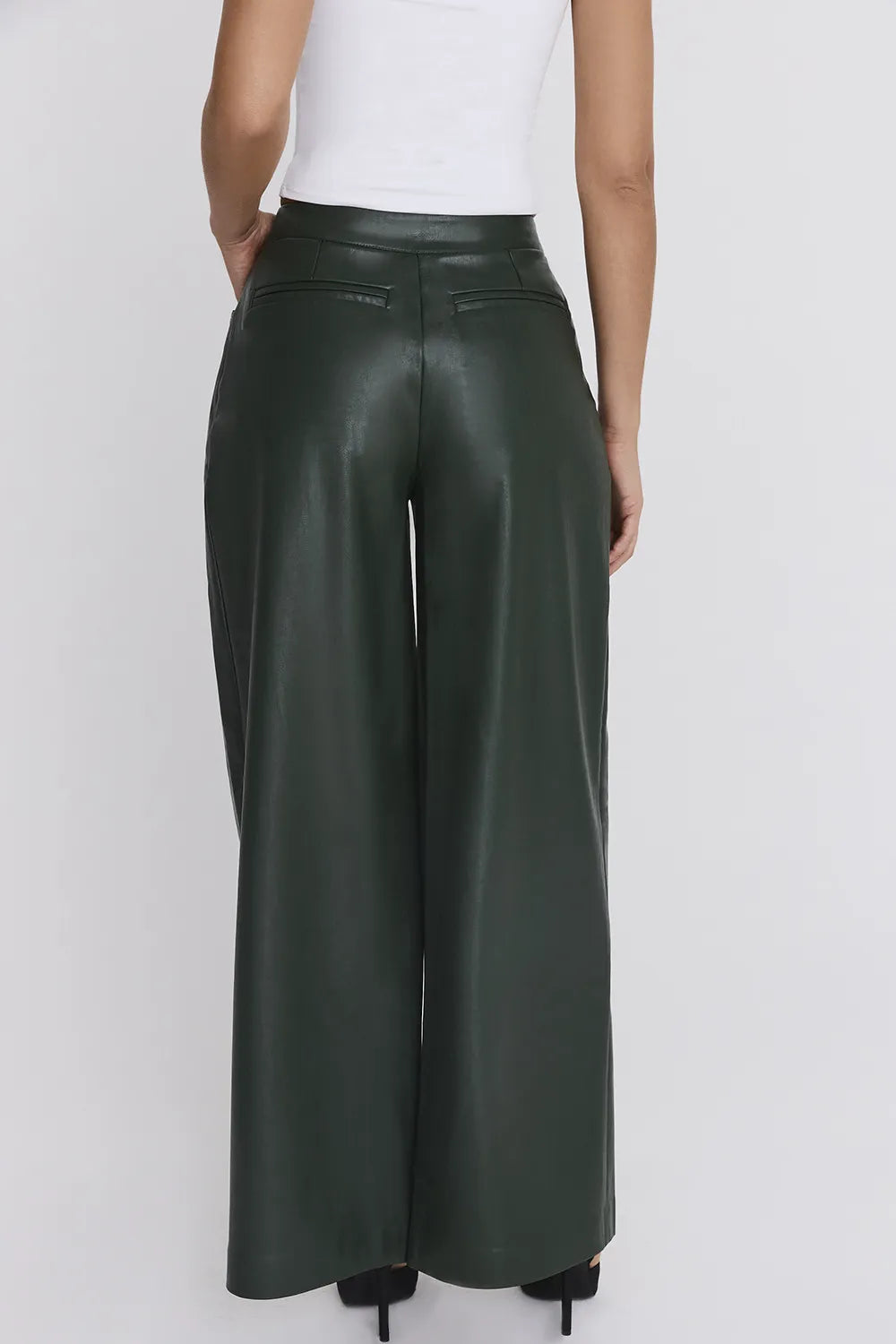 Mistress Rocks Evergreen Vegan Leather Darted Trousers - SALE