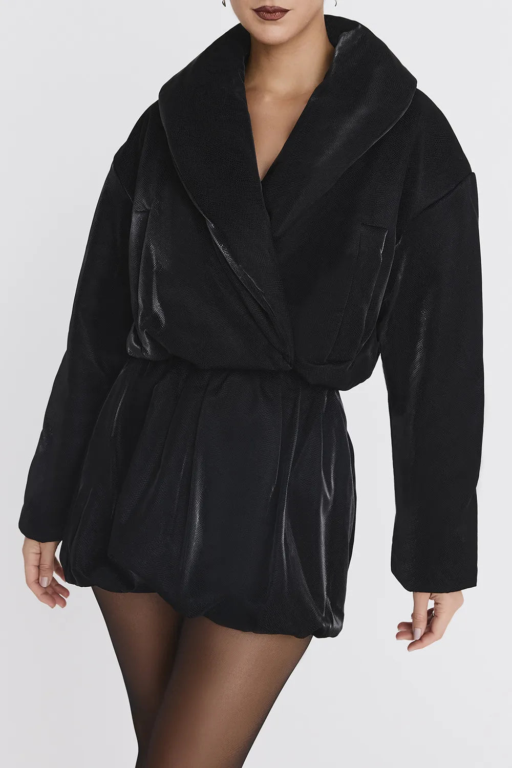 Mistress Rocks Black Vegan Leather Cropped Puffer Jacket - SALE
