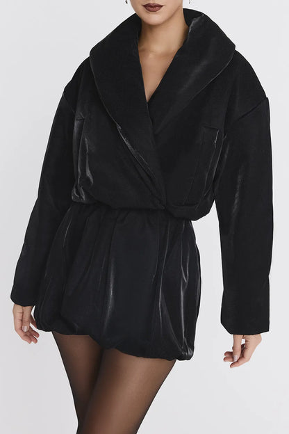 Mistress Rocks Black Vegan Leather Cropped Puffer Jacket - SALE