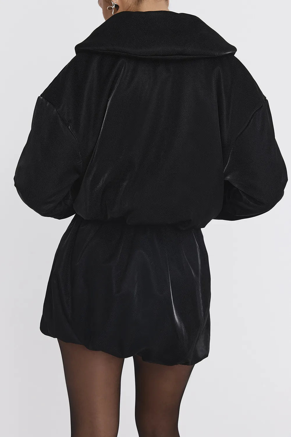 Mistress Rocks Black Vegan Leather Cropped Puffer Jacket - SALE
