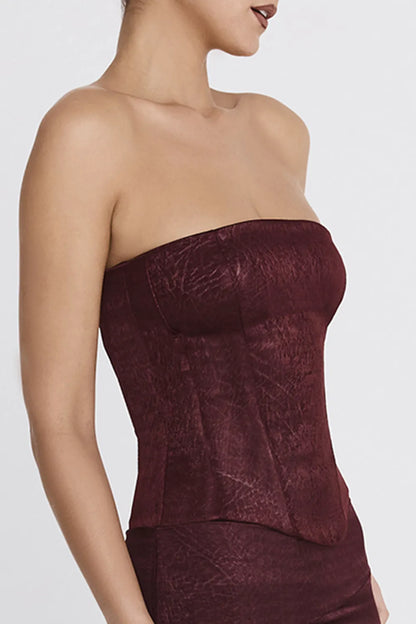 Mistress Rocks Dark Cherry Strapless Corset - SALE