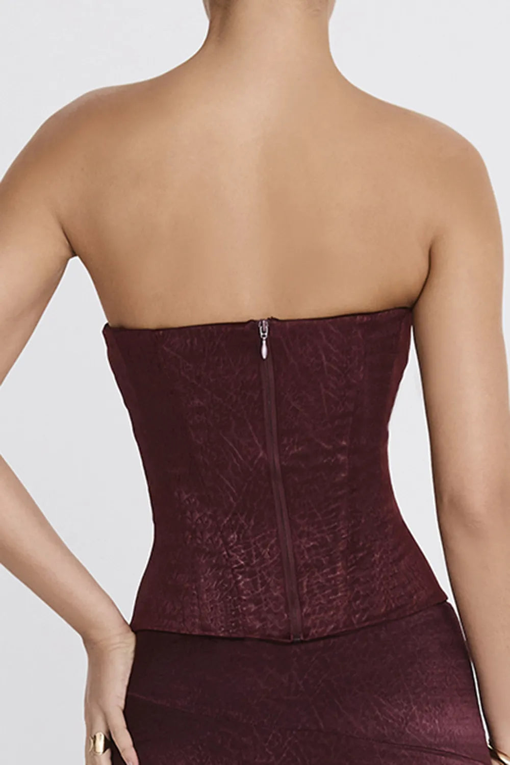 Mistress Rocks Dark Cherry Strapless Corset - SALE