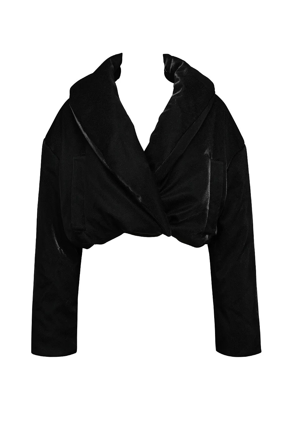 Mistress Rocks Black Vegan Leather Cropped Puffer Jacket - SALE