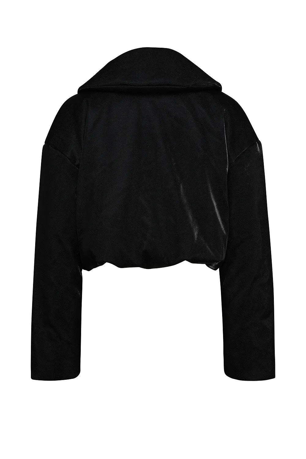 Mistress Rocks Black Vegan Leather Cropped Puffer Jacket - SALE