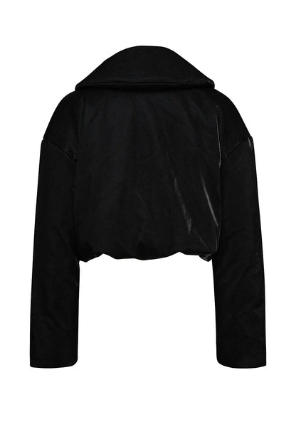 Mistress Rocks Black Vegan Leather Cropped Puffer Jacket - SALE