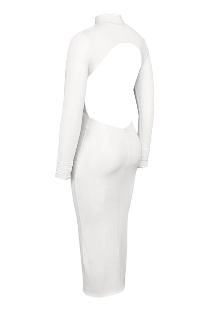 Mistress Rocks White Glitter Jersey Open Back Midi Dress - SALE