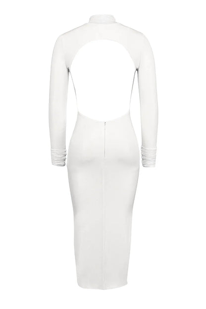 Mistress Rocks White Glitter Jersey Open Back Midi Dress - SALE