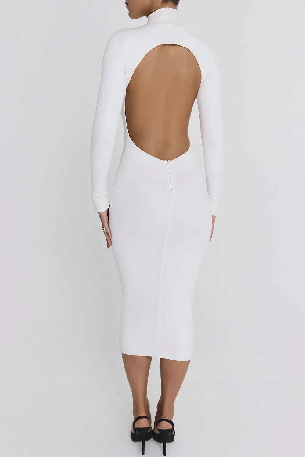 Mistress Rocks White Glitter Jersey Open Back Midi Dress - SALE