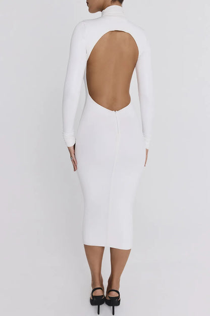 Mistress Rocks White Glitter Jersey Open Back Midi Dress - SALE