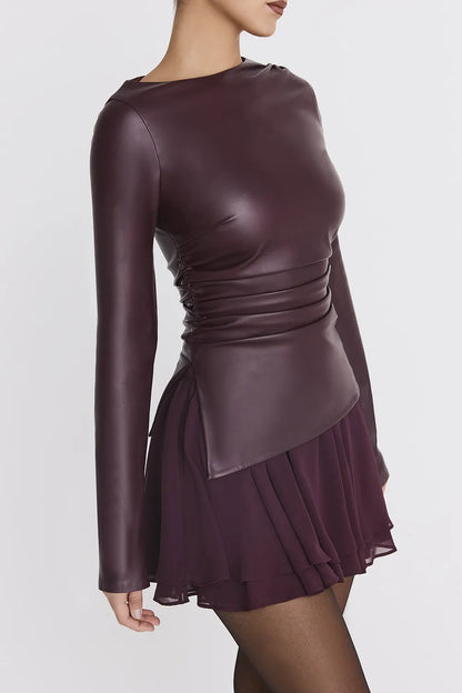 Mistress Rocks Dark Plum Floaty Layered Mini Skirt - SALE