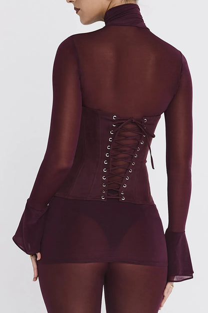 Mistress Rocks Dark Plum Corset Top - SALE
