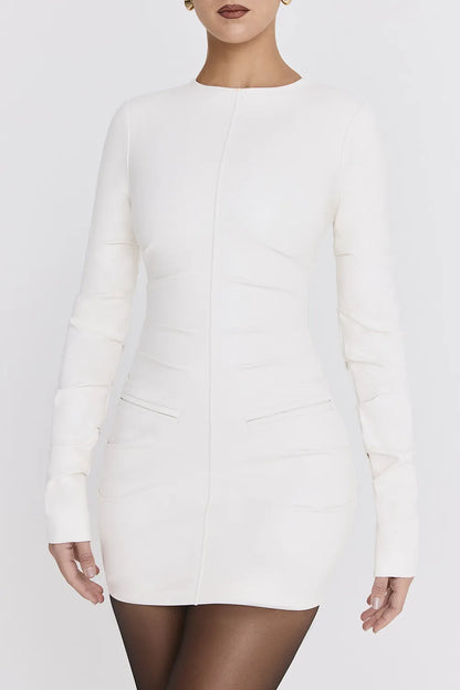 Mistress Rocks Ivory Vegan Leather Mini Dress - SALE