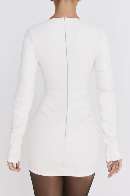 Mistress Rocks Ivory Vegan Leather Mini Dress - SALE