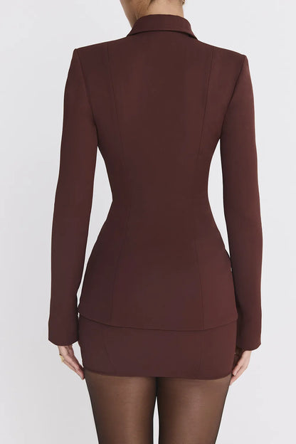 Mistress Rocks Chocolate Peekaboo Zip Front Blazer - SALE