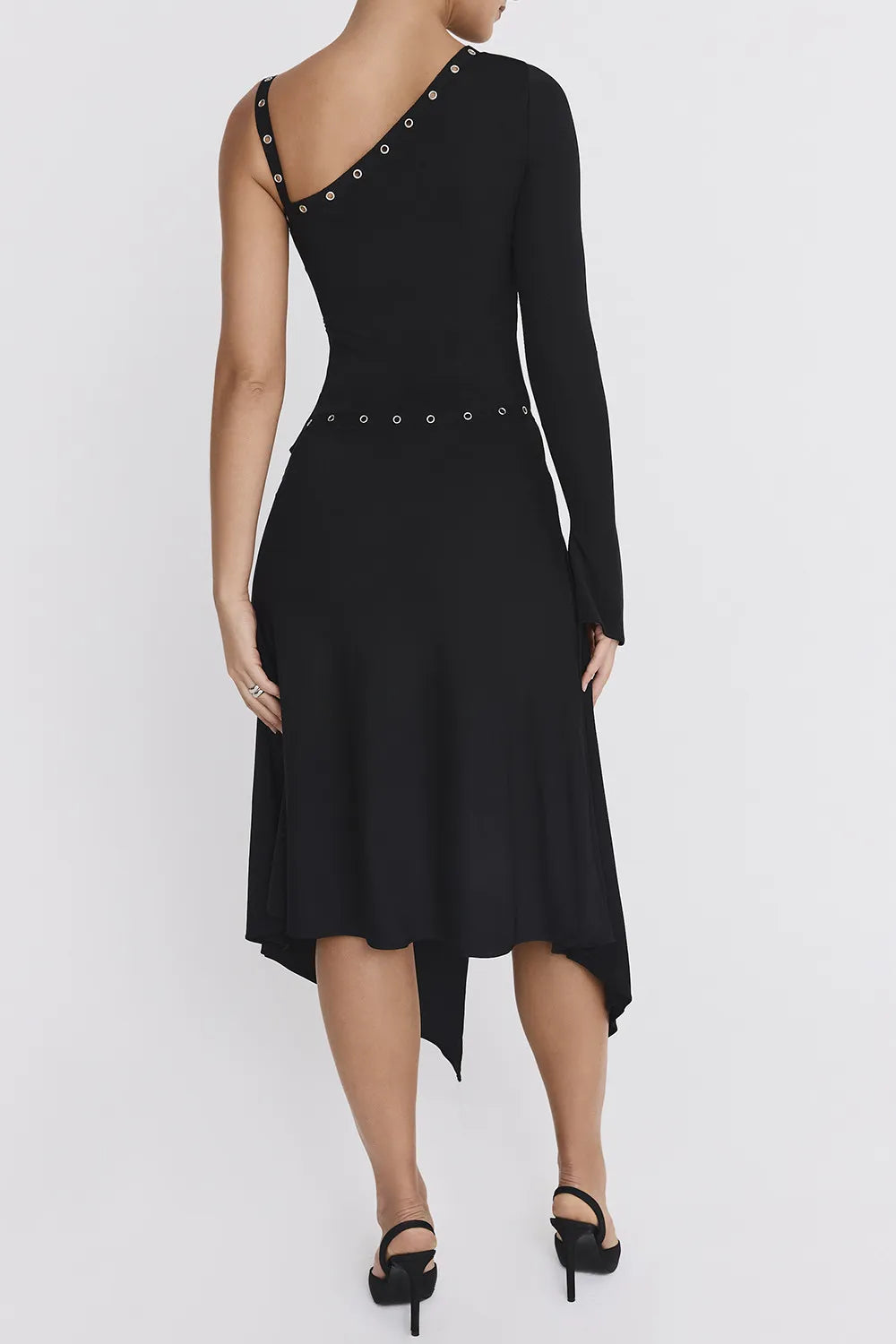 Mistress Rocks Black Eyelet Trim Midi Skirt - SALE