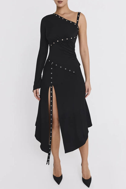 Mistress Rocks Black Eyelet Trim One Sleeve Top - SALE