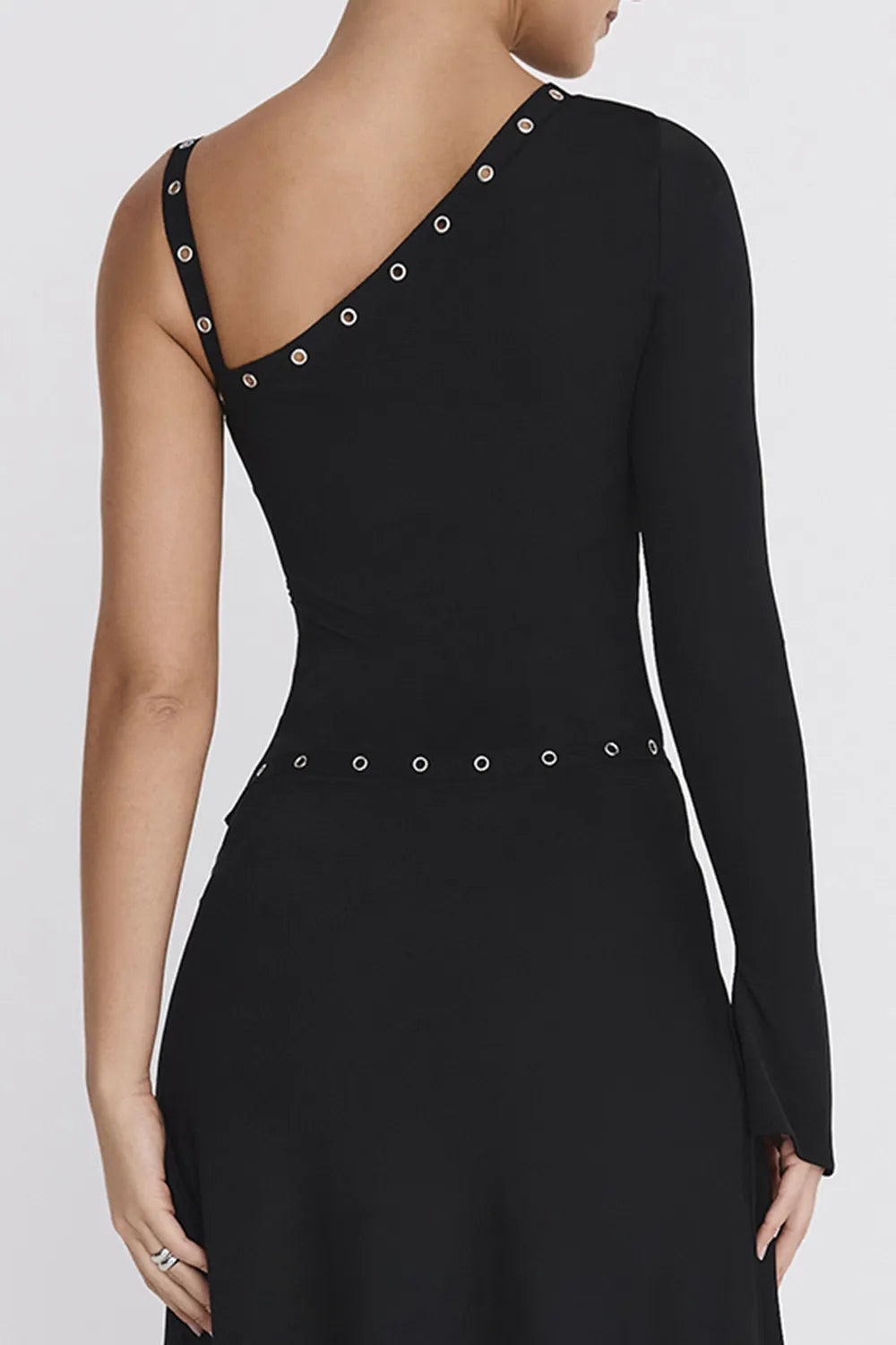 Mistress Rocks Black Eyelet Trim One Sleeve Top - SALE