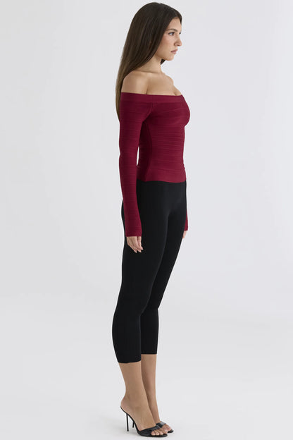 The Bardot Ruby Off-Shoulder Long Sleeve Bandage Top