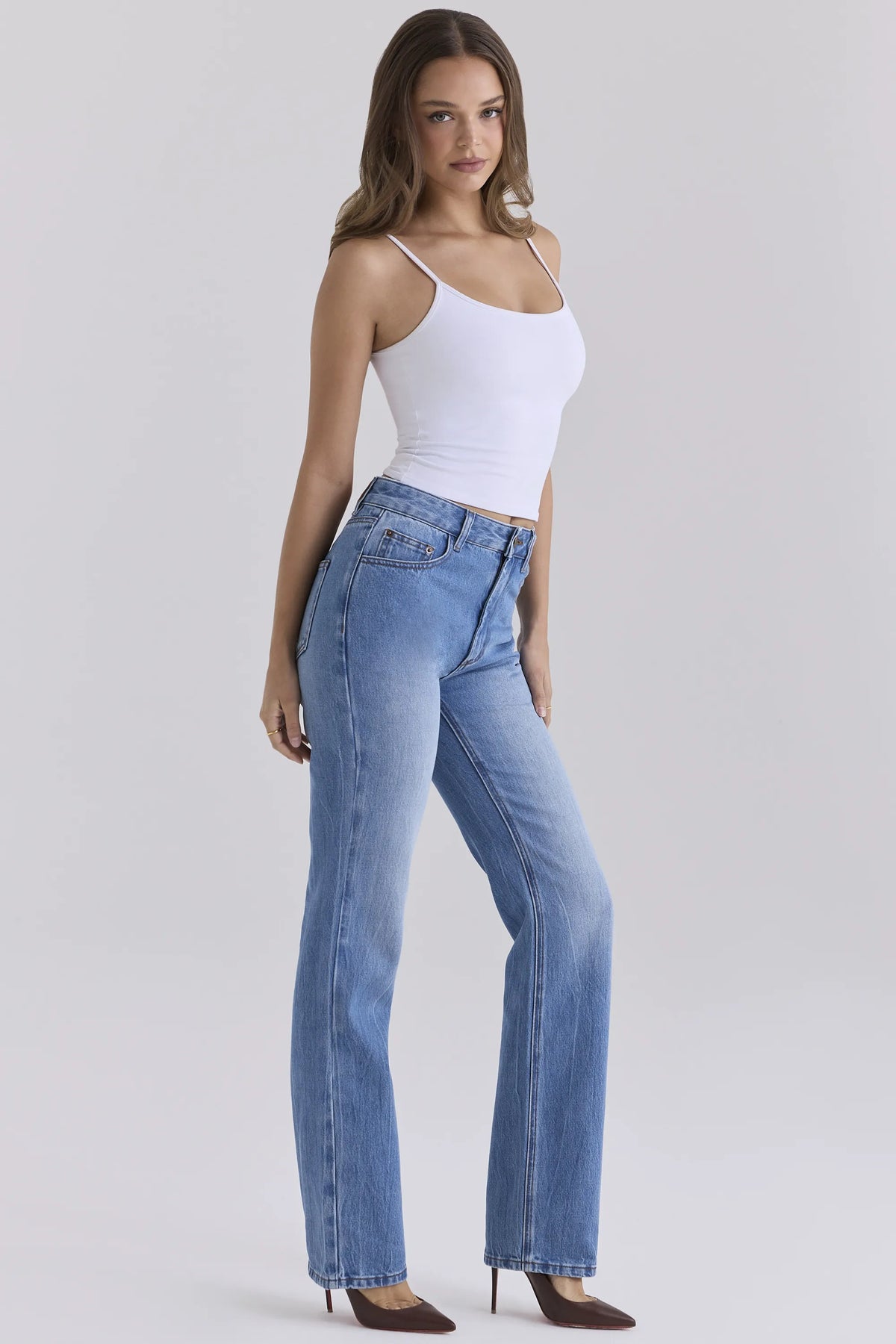 The Classic Light Wash Mid-Rise Slim Bootcut Jeans