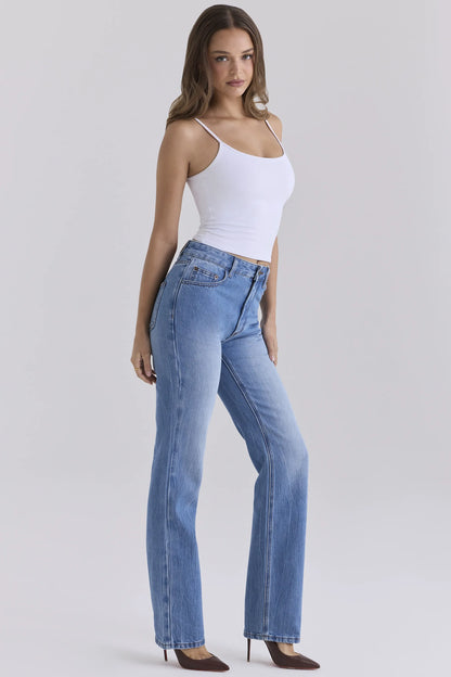 The Classic Light Wash Mid-Rise Slim Bootcut Jeans