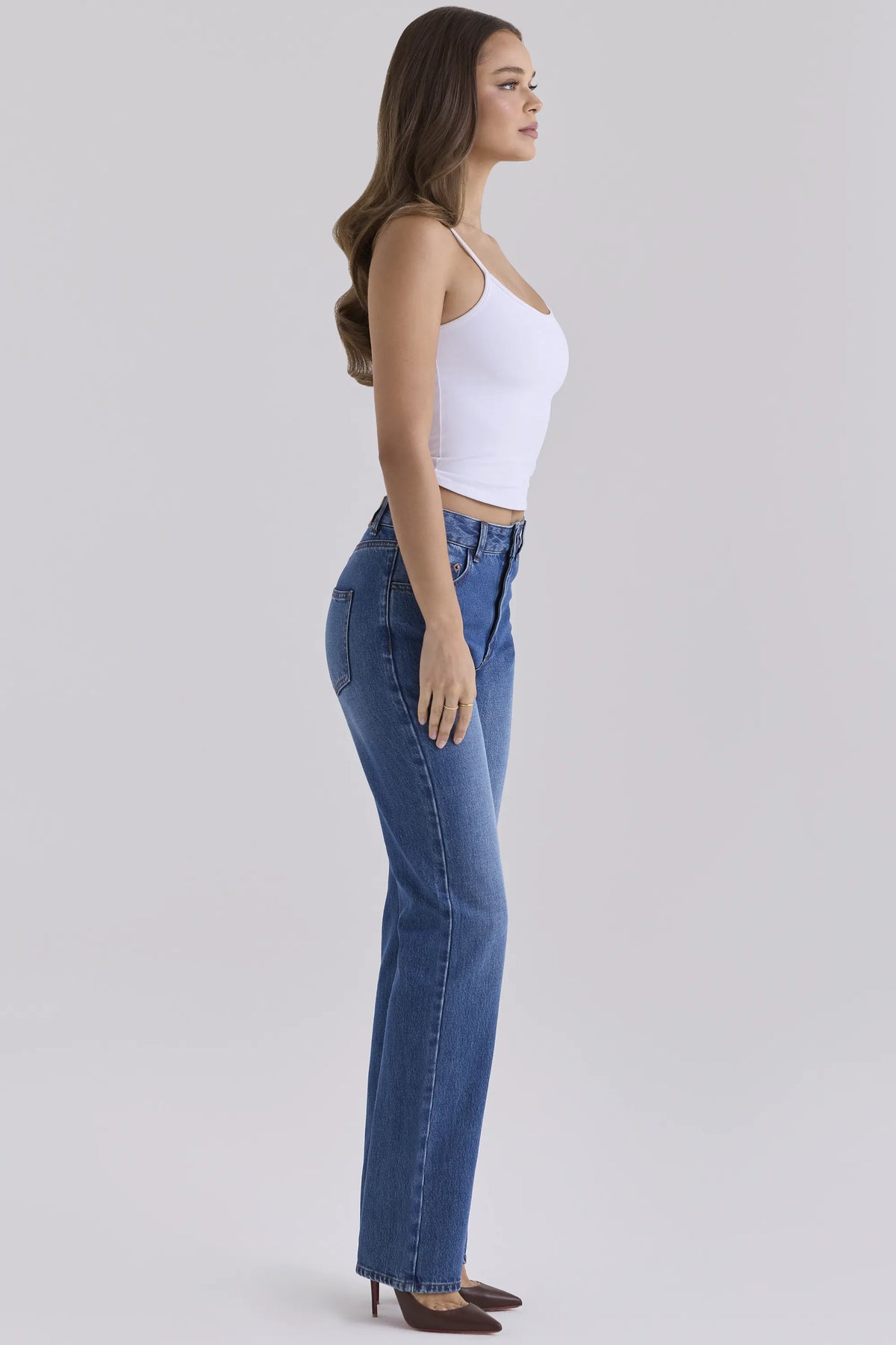 The Classic Medium Wash Mid-Rise Slim Bootcut Jeans