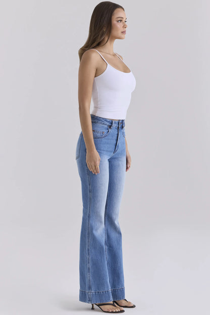 The Flare Light Wash High-Rise Jeans