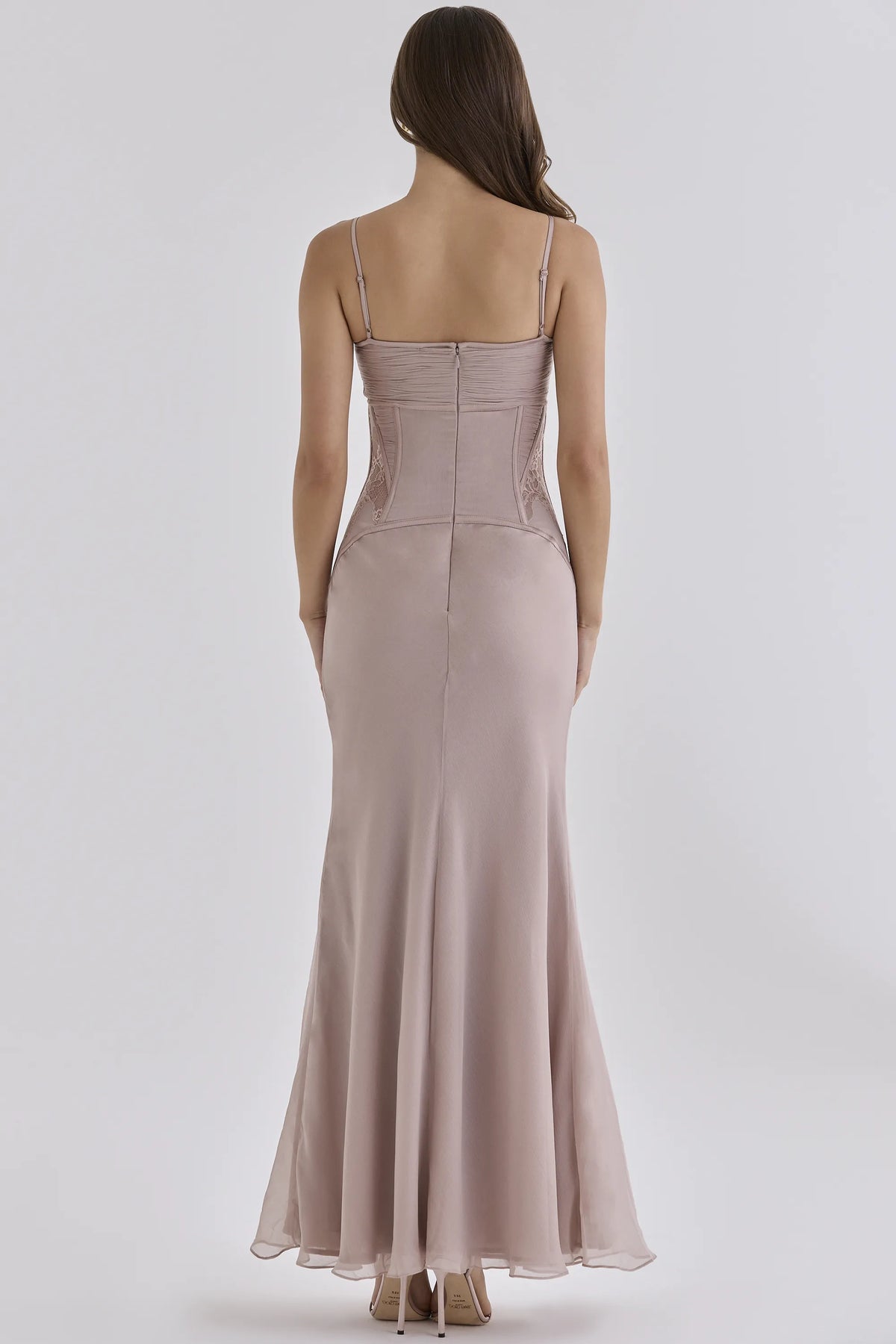 Catalina Lilac Georgette Lace Panelled Maxi Dress