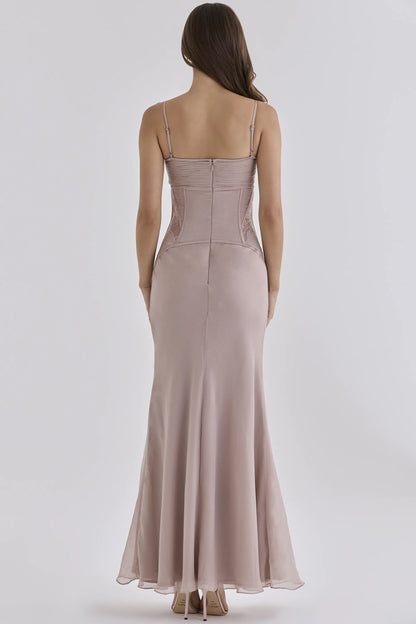 Catalina Lilac Georgette Lace Panelled Maxi Dress