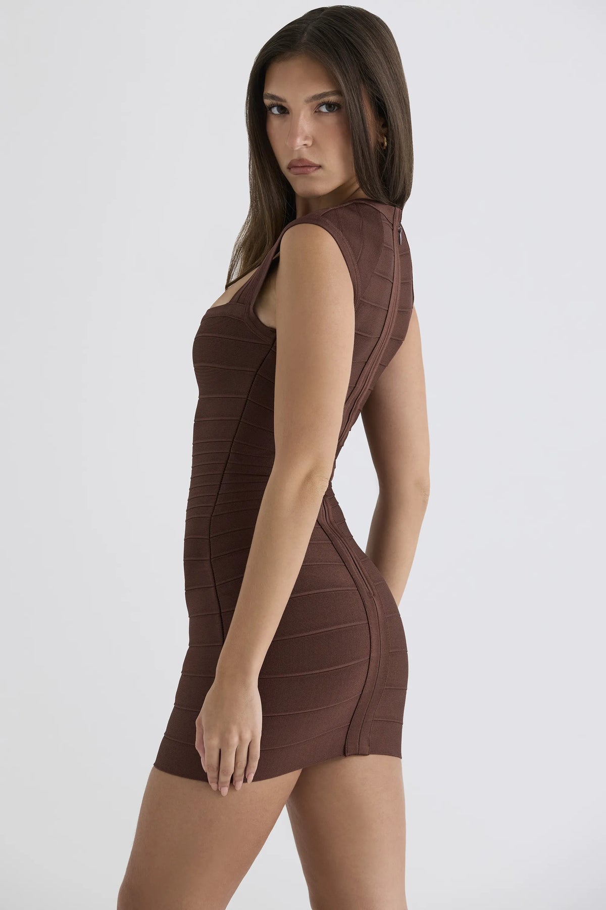 The 90’s Bronze Cap Sleeve Bandage Mini Dress