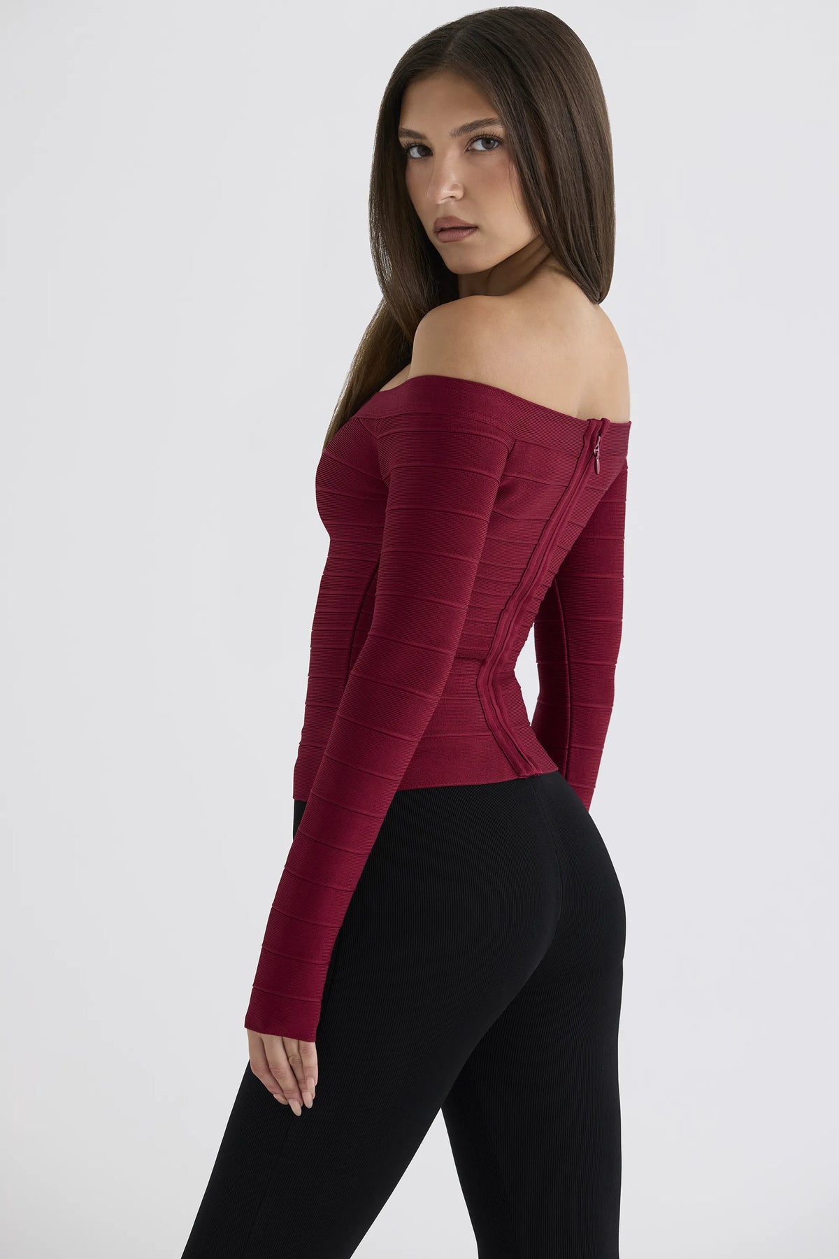 The Bardot Ruby Off-Shoulder Long Sleeve Bandage Top