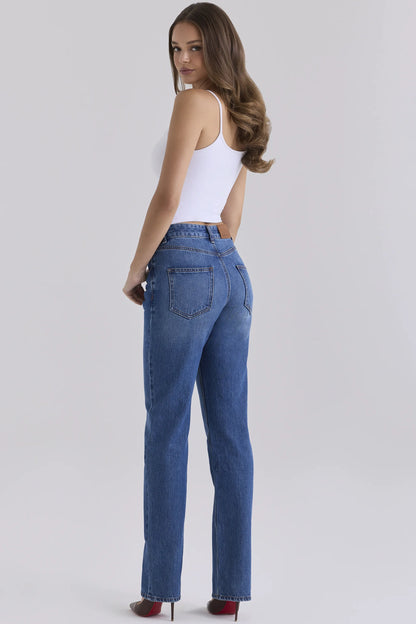 The Classic Medium Wash Mid-Rise Slim Bootcut Jeans