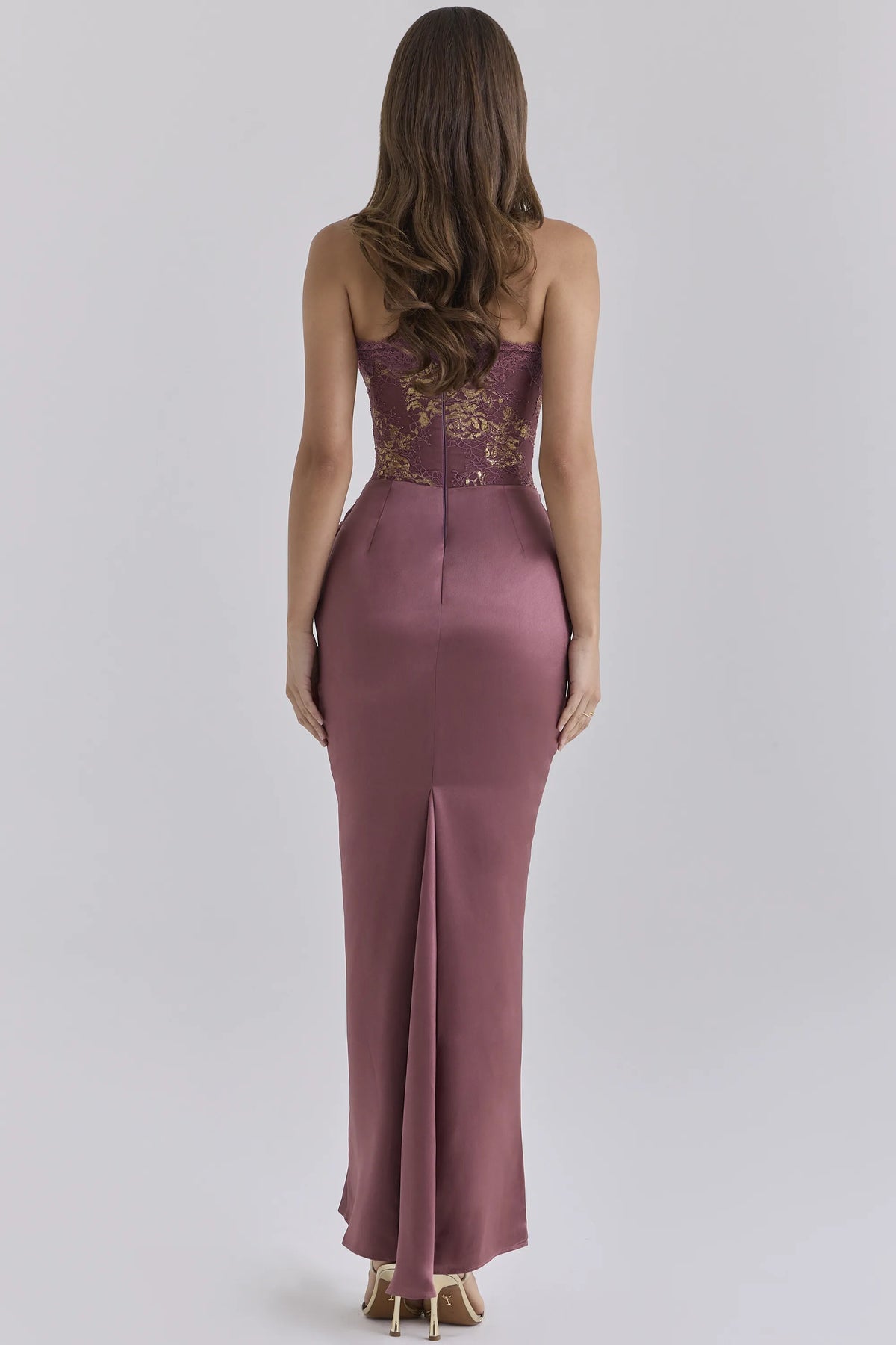 Avella Amethyst Metallic Lace Corset Maxi Gown - Limited Edition