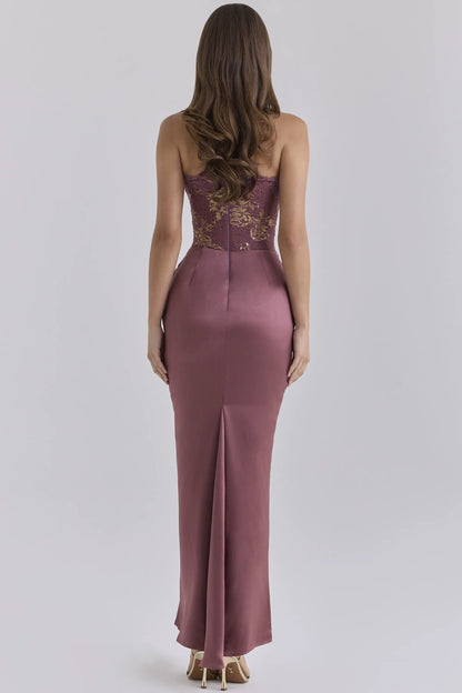 Avella Amethyst Metallic Lace Corset Maxi Gown - Limited Edition