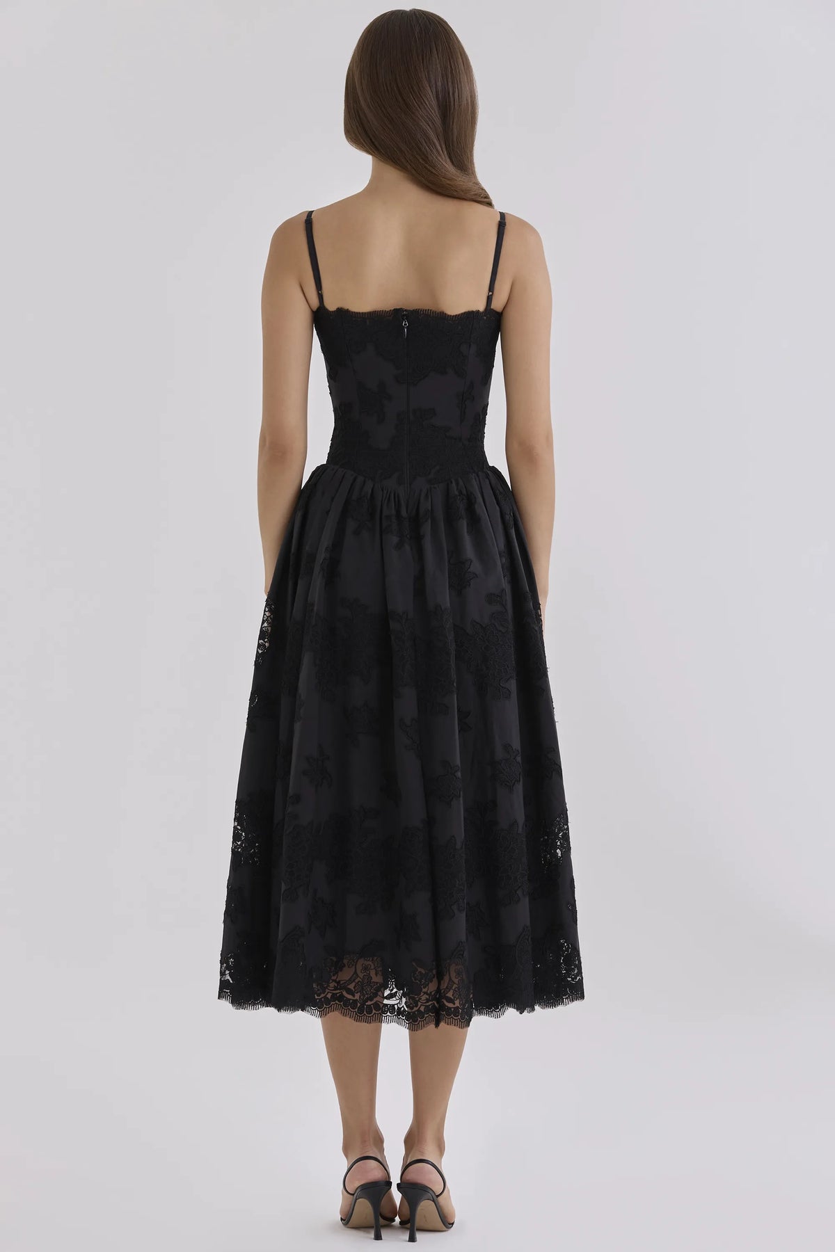 Chloe Black Custom Lace + Broderie Anglaise Cotton Midi Sundress