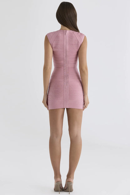 The 90’s Blush Pink Cap Sleeve Bandage Mini Dress