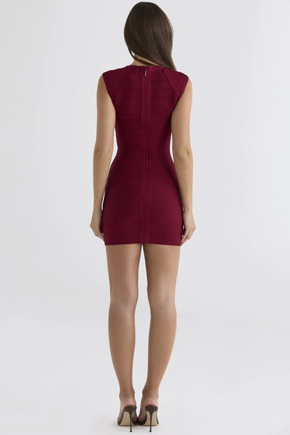 The 90’s Ruby Cap Sleeve Bandage Mini Dress