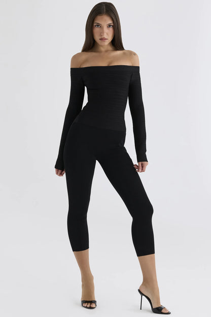 The Bardot Black Off-Shoulder Long Sleeve Bandage Top