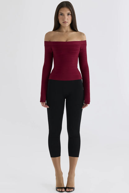The Bardot Ruby Off-Shoulder Long Sleeve Bandage Top