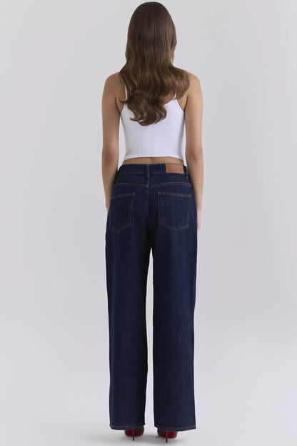 The Boyfriend Dark Wash Low-Rise Baggy Jeans