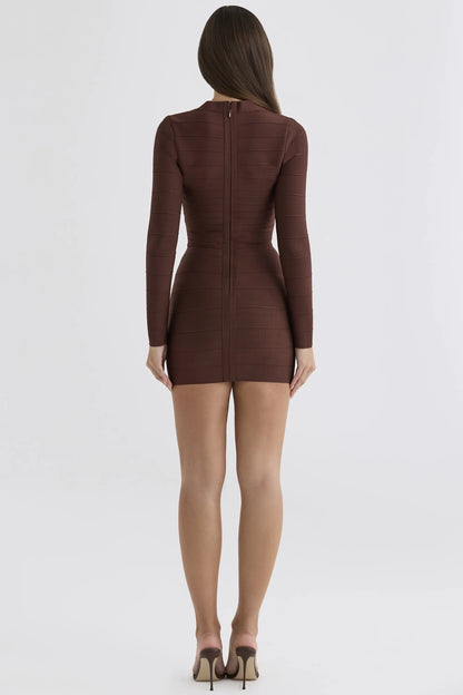 The Cinch Bronze Long Sleeve Bandage Mini Dress