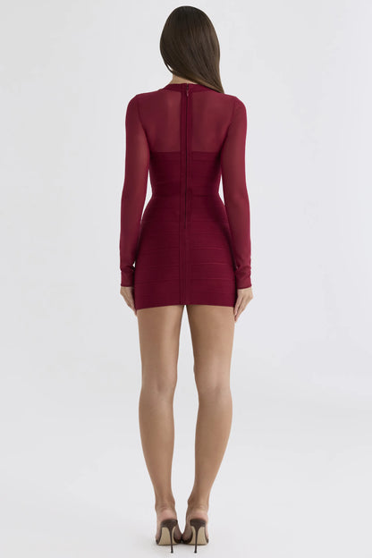 The Contour Ruby Sheer Long Sleeve Bandage Mini Dress