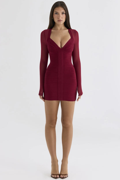 The Contour Ruby Sheer Long Sleeve Bandage Mini Dress