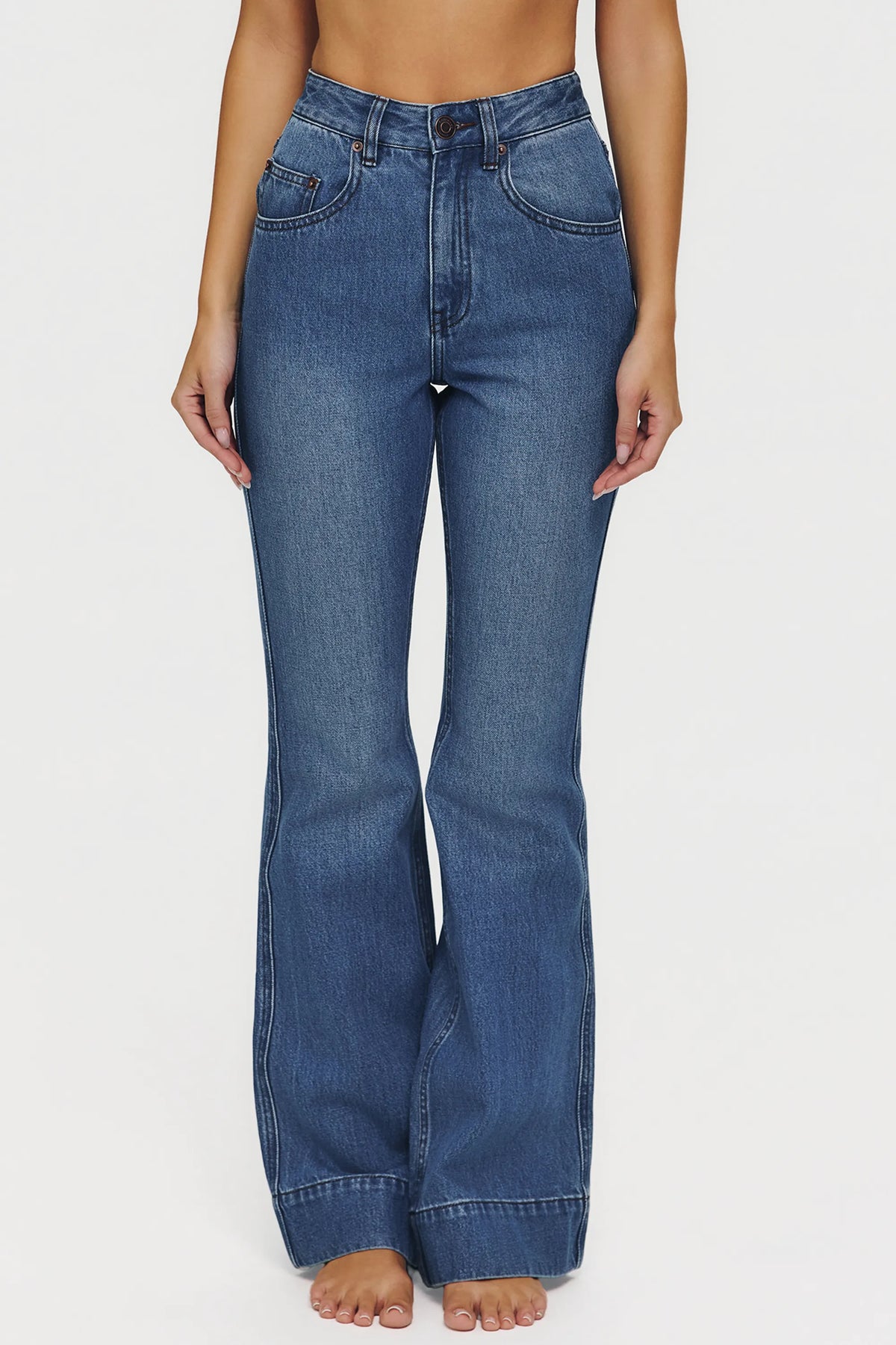 The Flare Medium Wash High-Rise Jeans