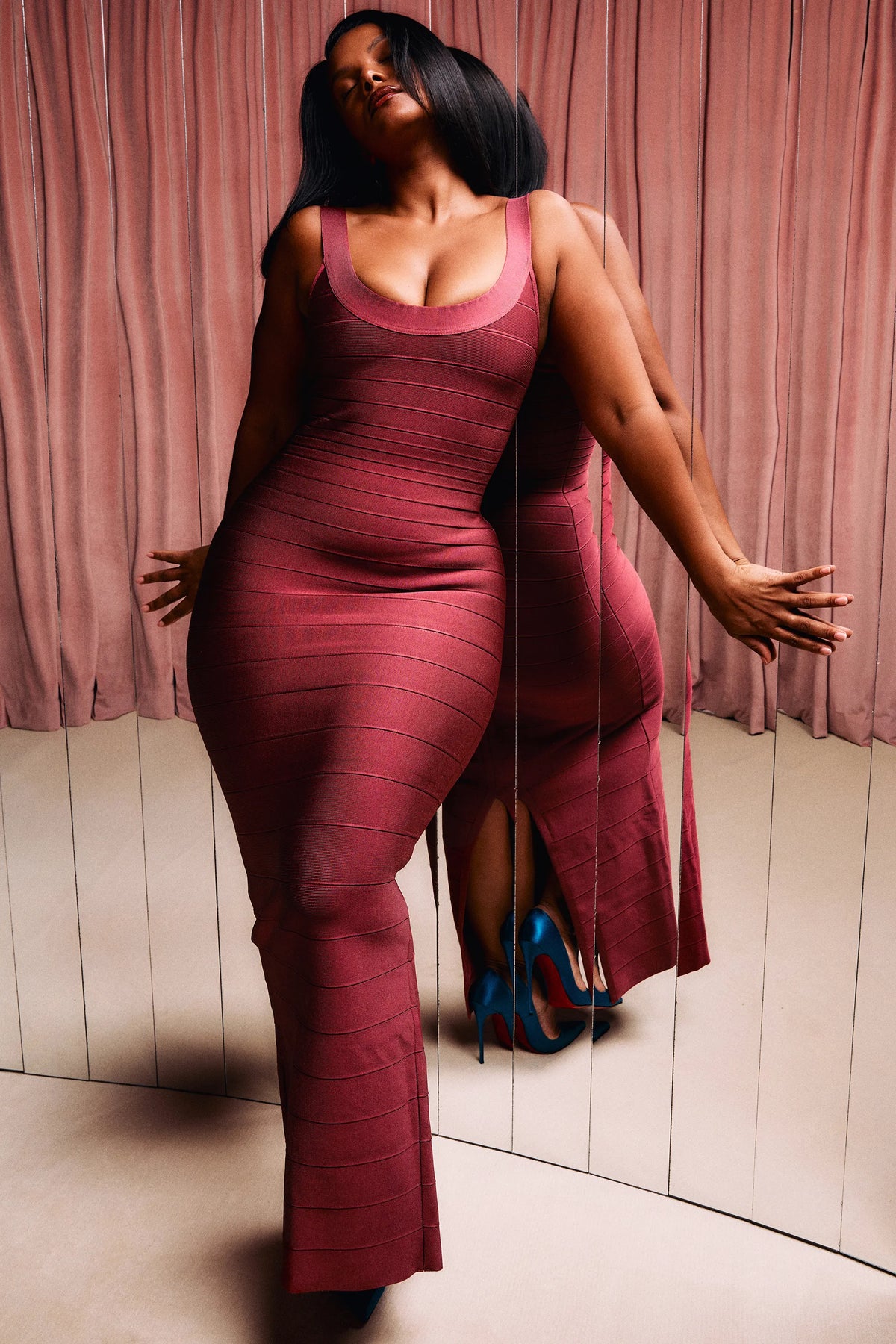 The OG Cosmetic Pink Bandage Maxi Dress