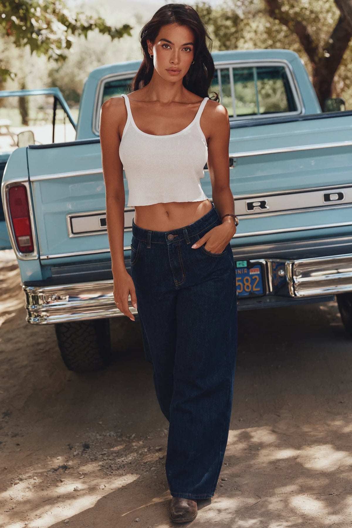 The Boyfriend Dark Wash Low-Rise Baggy Jeans