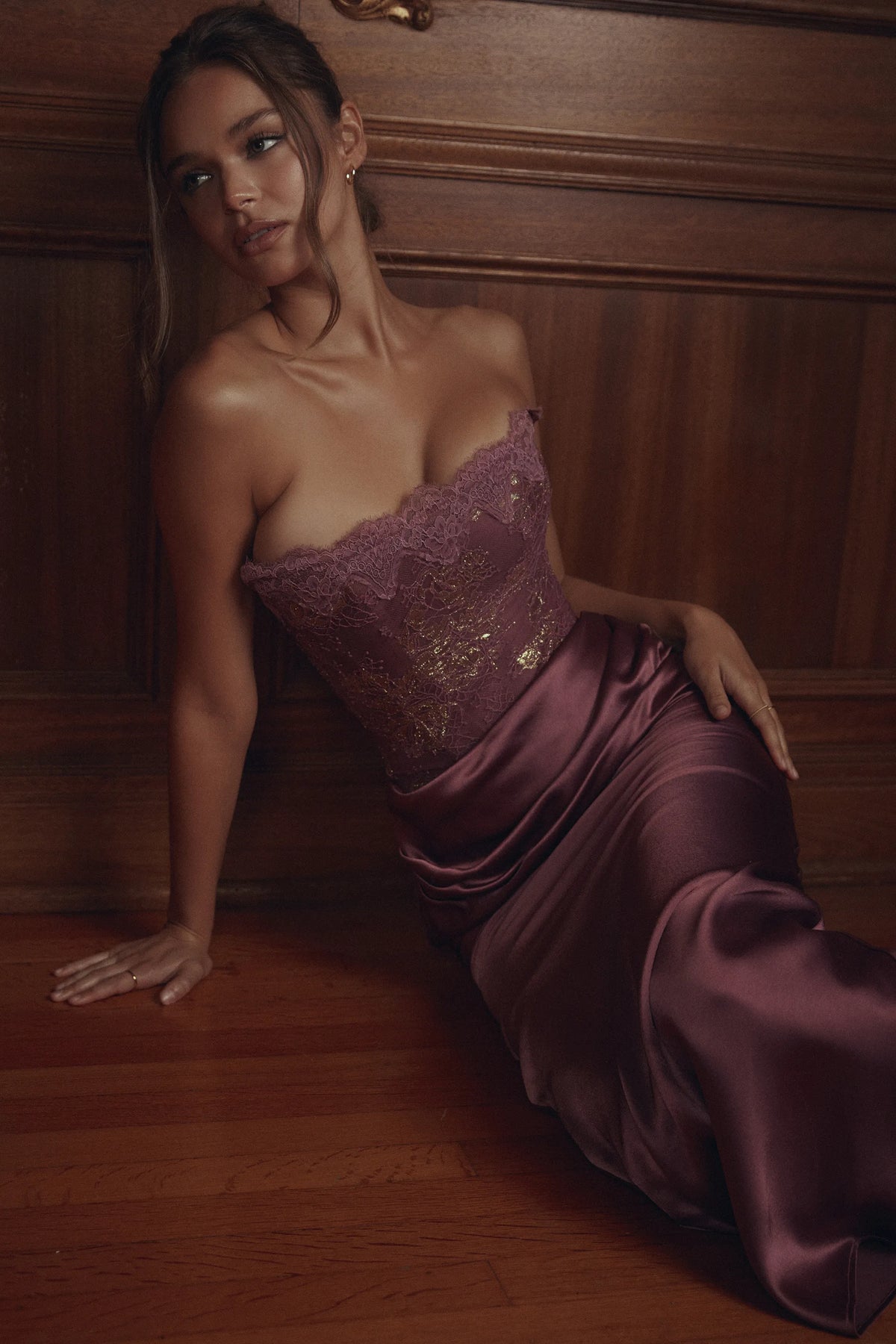 Avella Amethyst Metallic Lace Corset Maxi Gown - Limited Edition