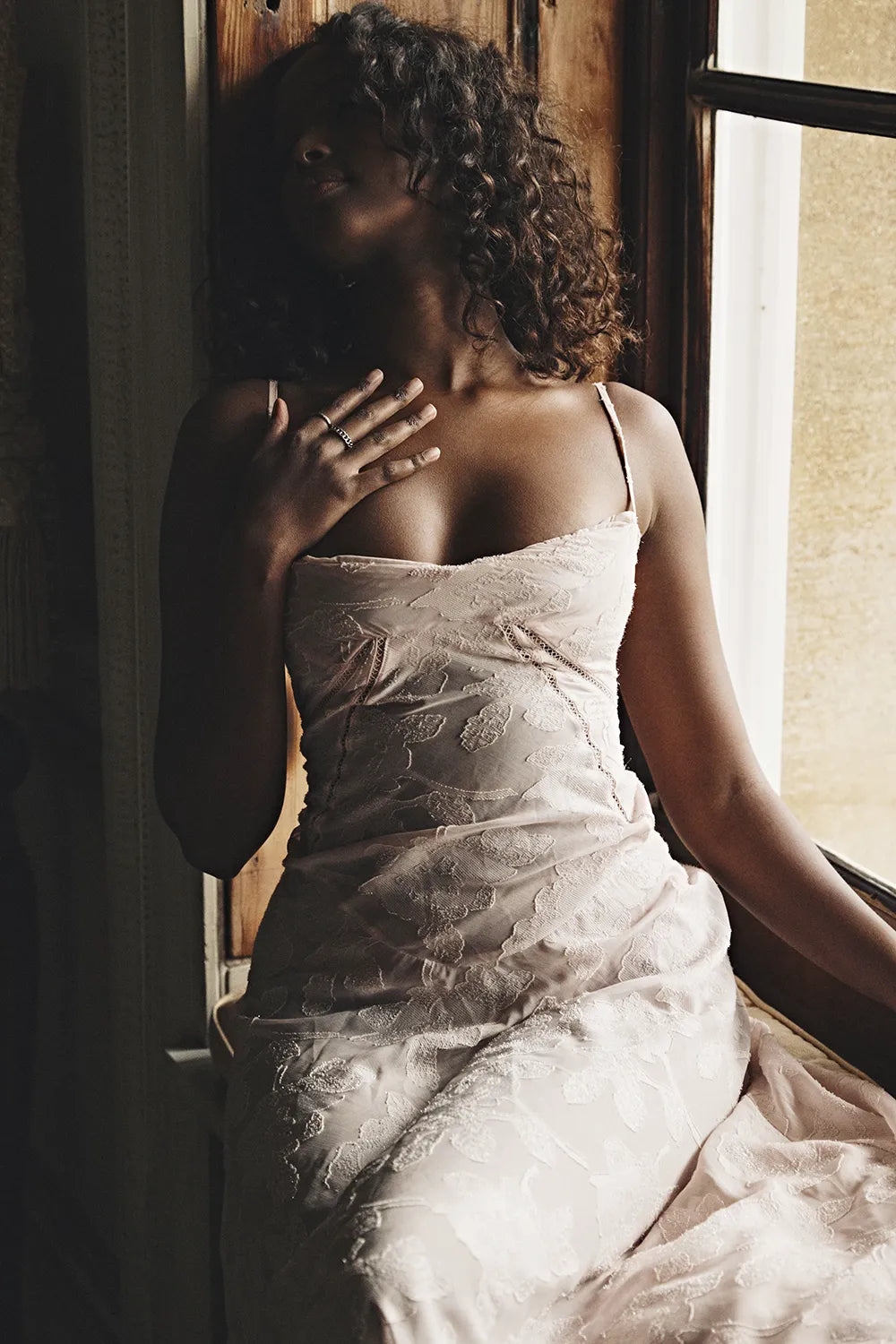 Seren Soft Pink Floral Lace Back Maxi Dress