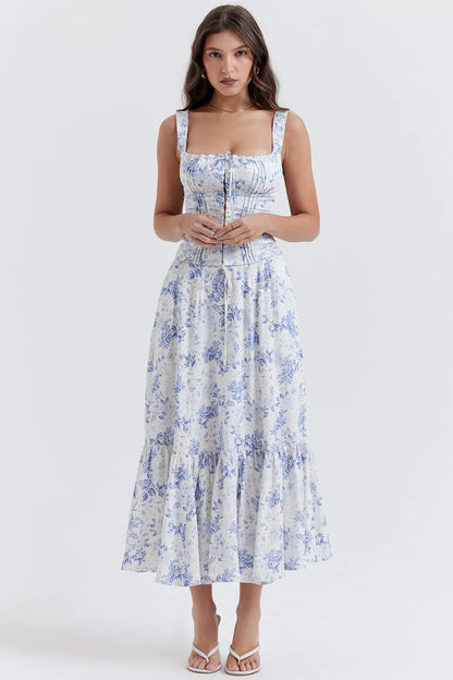 Chicca Blue Floral Print Top